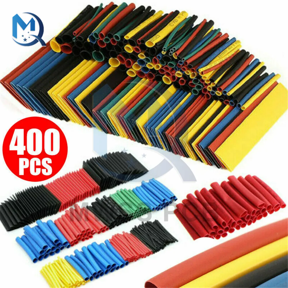 127/140/328/530Pcs Assorted Polyolefin Heat Shrink Tubing Tube Cable Sleeves Wrap Wire Set 8 Size Multicolor/Black Wire Cable