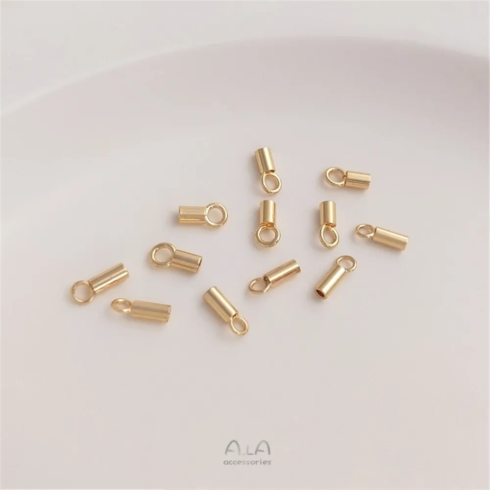 14K Gold Plated Chain leather rope joint sleeve end buckle positioning pipe DIY manual connection accessories materials