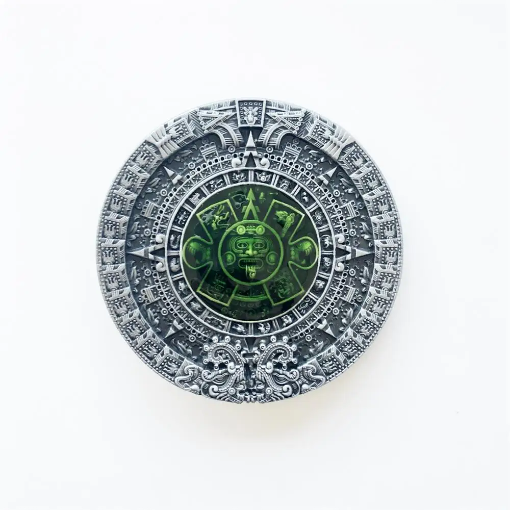 New Vintage Green Enamel Aztec Calendar Belt Buckle Gurtelschnalle Boucle de ceinture