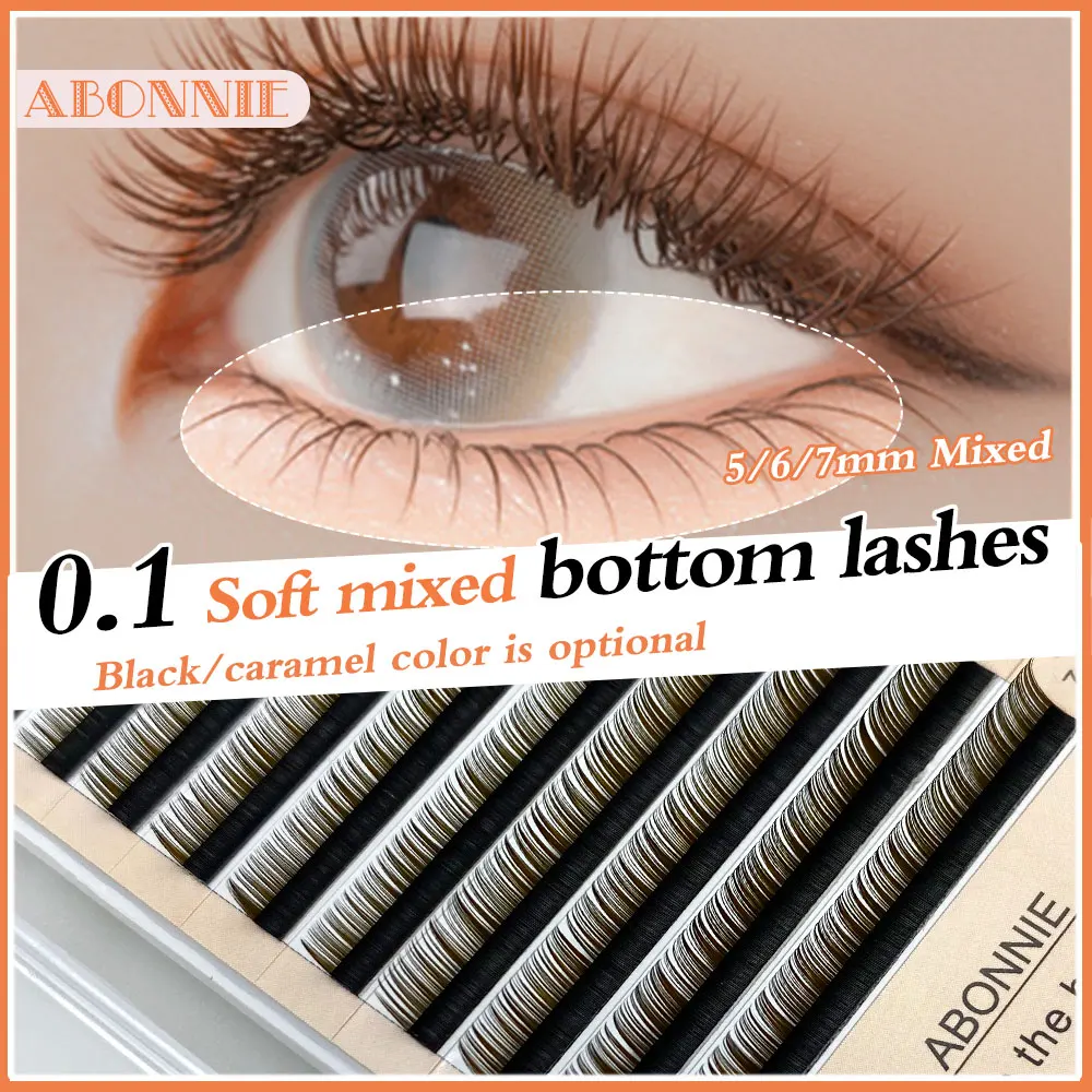 Abonnie Bottom Brown Lower Lashes 5mm 6mm 7mm Short Synthetic Mink Individual Eyelash Extension Lower Eyebrow Lashes Makeup