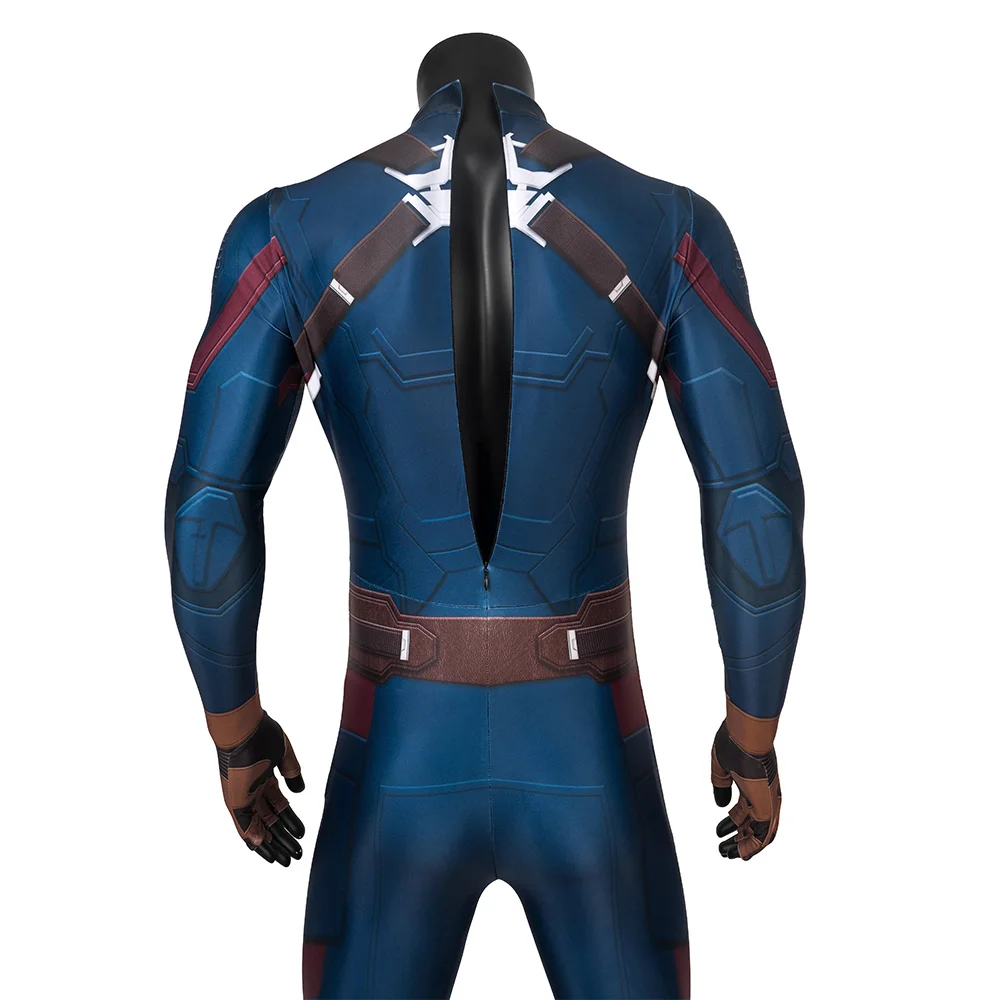 Captain America Spandex Zentai bodysuits para adultos e crianças, Steve Rogers Cosplay, macacão super-herói, Halloween bodysuits