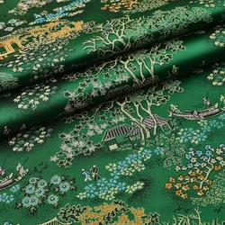 Japanese style green jacquard damask fabric for coat curtain table cloth sofa cushion upholstery patchwork  DIY cloth