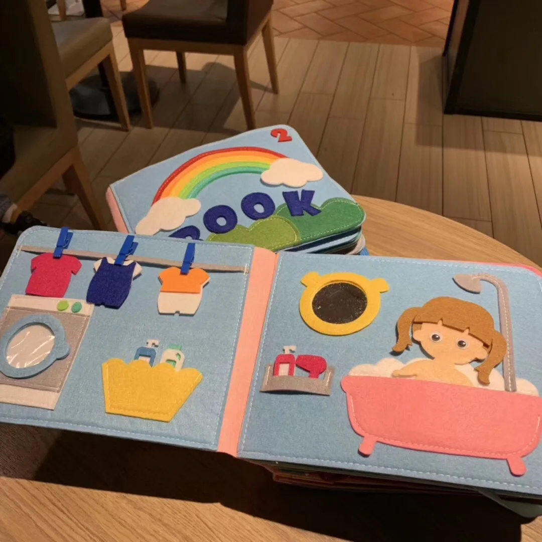 Rainbow 3D Soft Baby Books Touch and Feel Cloth Book 3D Books Fabric Activity Baby Toddler Learning to Sensory Book Baby Gift