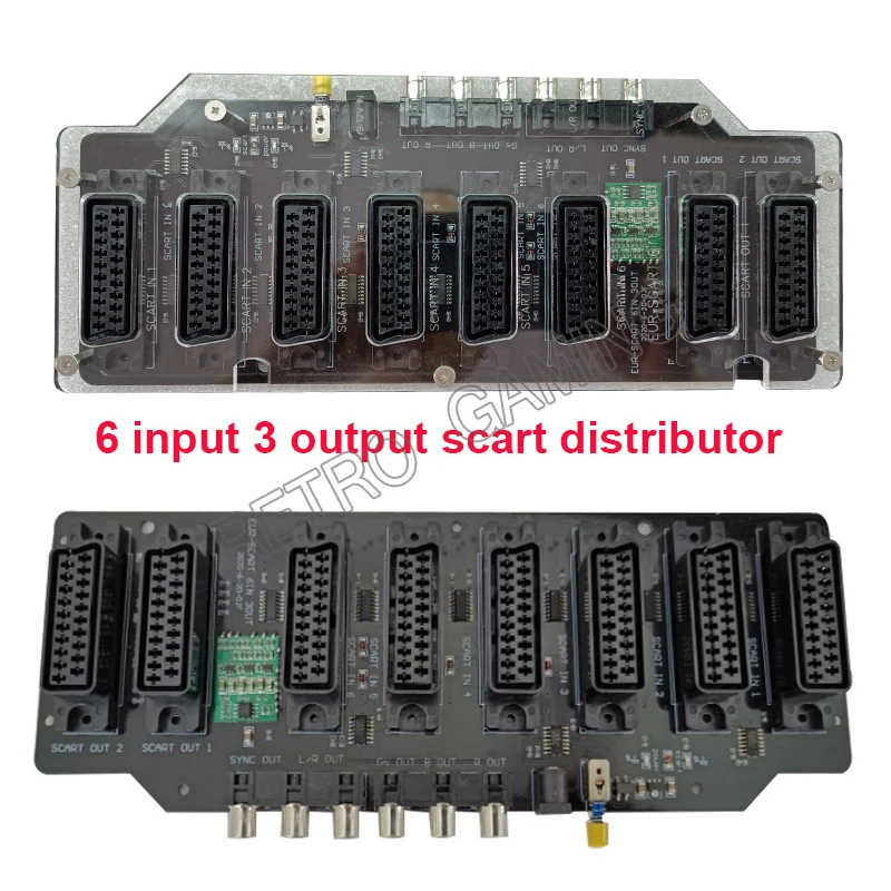 

6 input 3 output EUR Scart Distributor Automatic RGBS Video Converter Switcher Divider board Device for md/sfc/ps123/ss/dc/box