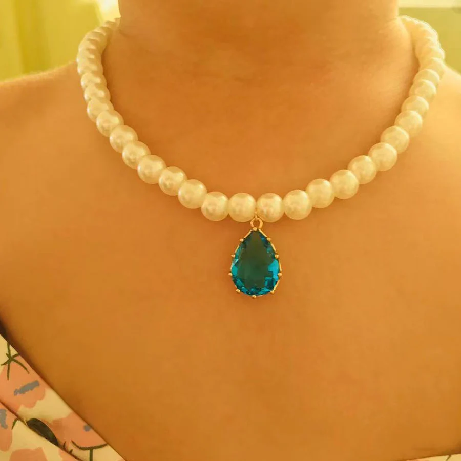 Ywzixln 2021 Trend Elegante Sieraden Bruiloft Grote Parel Ketting Voor Vrouwen Mode Witte Imitatie Parel Choker Ketting N0179