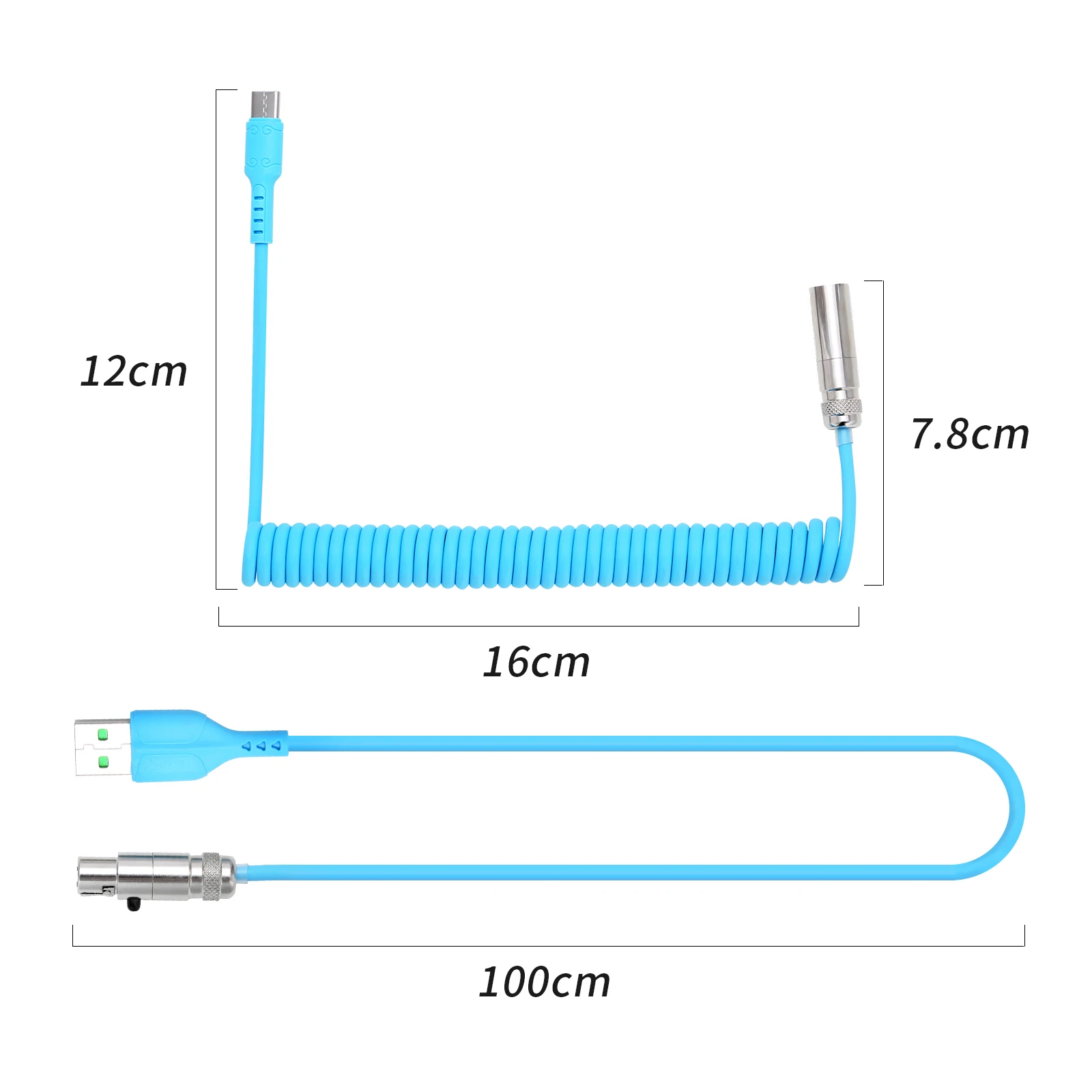 Custom Coiled Aviator Keyboard Cables Type-C USB Cable Aviation Plug DIY Gaming Mechanical Keyboard Cable Spiral Data Cable