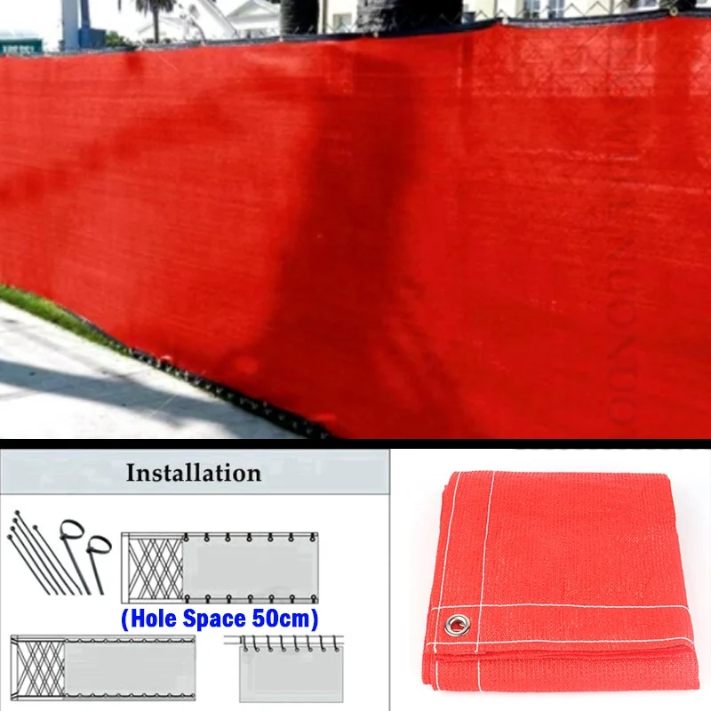 Red HDPE Balcony Privacy Net Fence Shielding Anti-UV Wind Protection Apartment Balcony Terrace Shelter Privacy Net