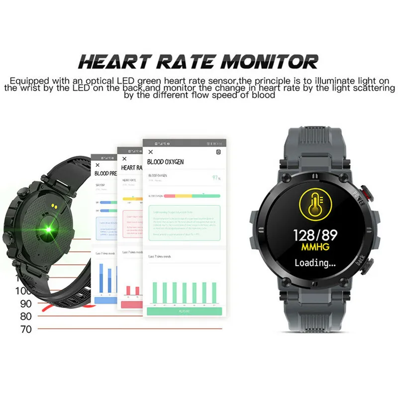 Men Boys Smart Watch Heart Rate Blood Pressures Monitor Sport Fitness Wristband Remote Camera for iPhone Android Phone