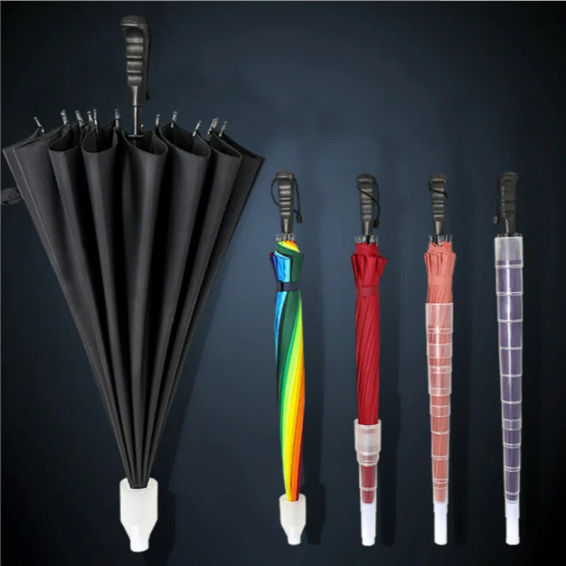 Large Double Long Handle Umbrella Male Straight Pole Super Large Rain Waterproof Umbrella Automatic Female Customized Students