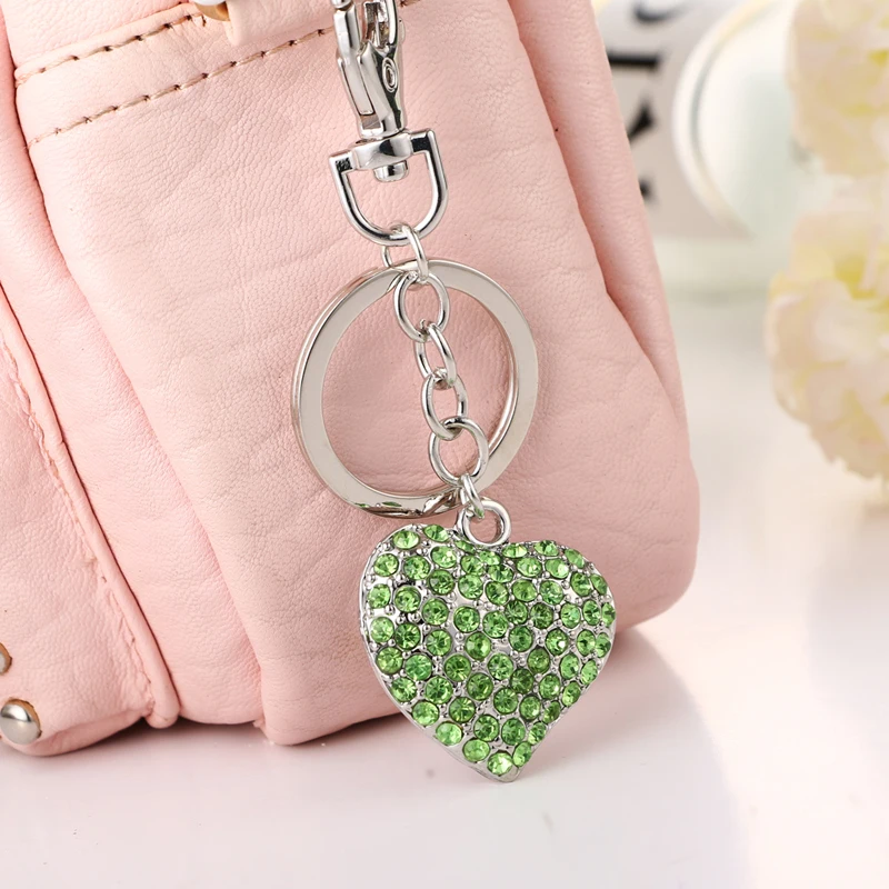 

2020 Tinykenro new hot style fashion rhinestone noble and cute green love peach heart bag wallet keychain