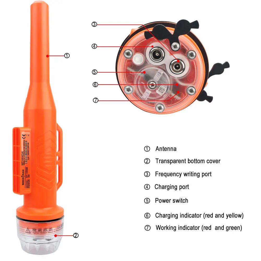 SOCOTRAN-ST-109M Medidor de posição líquida de pesca, enviar localização ANT com antena, GPS à prova d\'água, rastreador anti-perdido, uso do barco