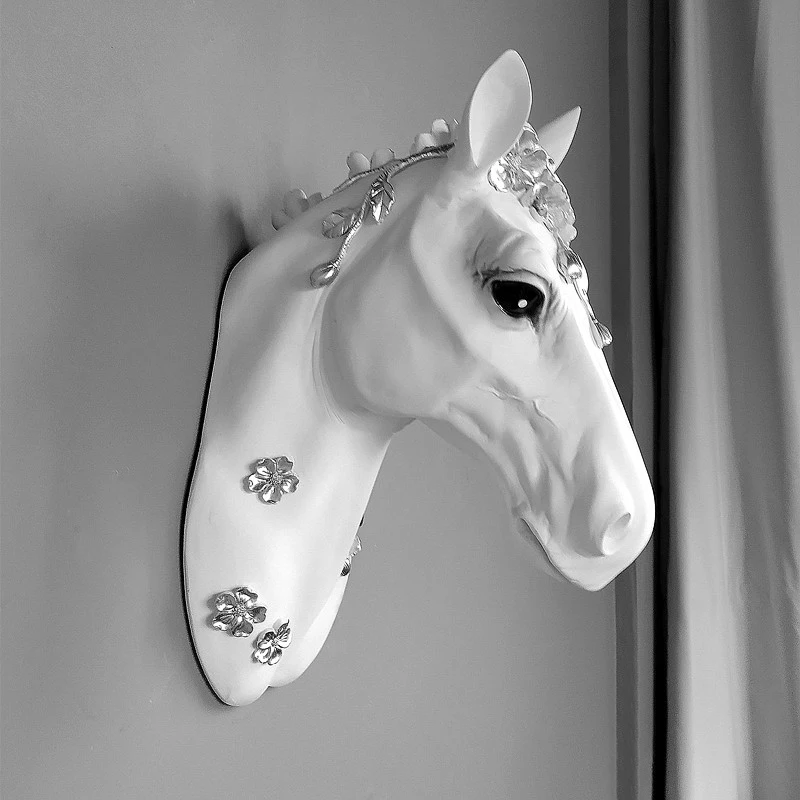 

White Horse Head Wall Décor Home Decoration Horse Figurine Sculpture Decorations Wall Ornaments For Room Gift Wall Art