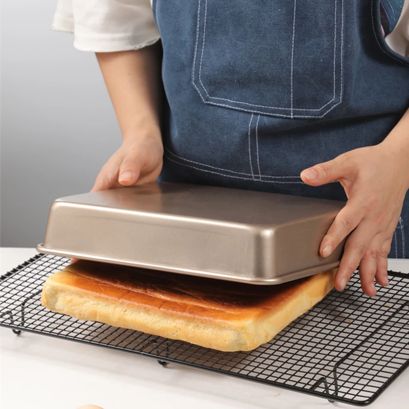 Rectangular Bread Pan Golden Non Stick Carbon Steel Loaf Cake Deep Bakeware Mold Pastry Biscuits Tray DIY Baking Supplies