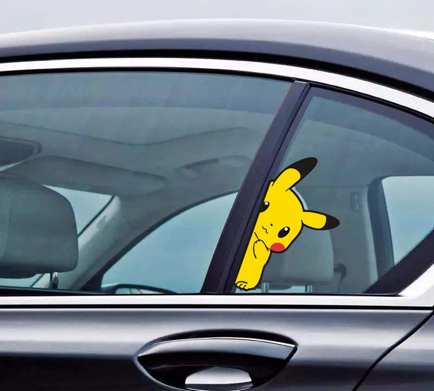 Kawaii Pokemon Pikachu Car Stickers Cartoon Styling Waterproof Auto Window Driving Mirror Decals Car Windshield Decorations