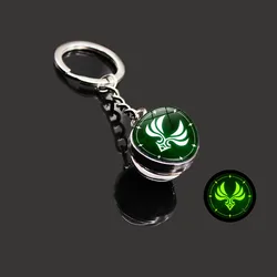 Genshin peripheral goods key chain pendant God's eye element double-sided luminous glass ball pendant metal key chain pendant