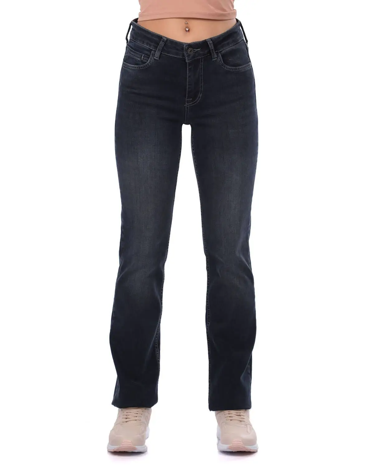 Blue White Women Jean Pants