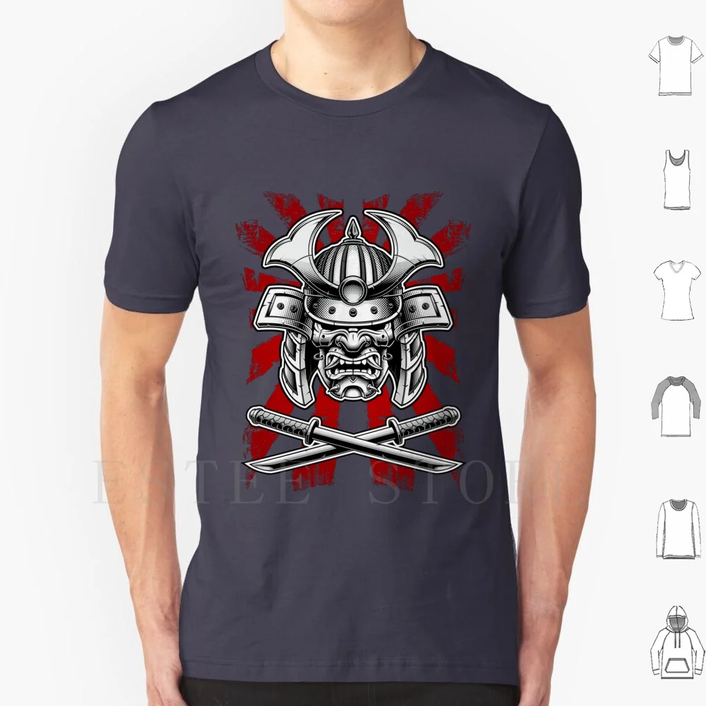 Mask T Shirt DIY Big Size 100% Cotton Japanese Oni Demon Fighter Japan Katana Sword Bushi Bushido Budo Martial Martialarts