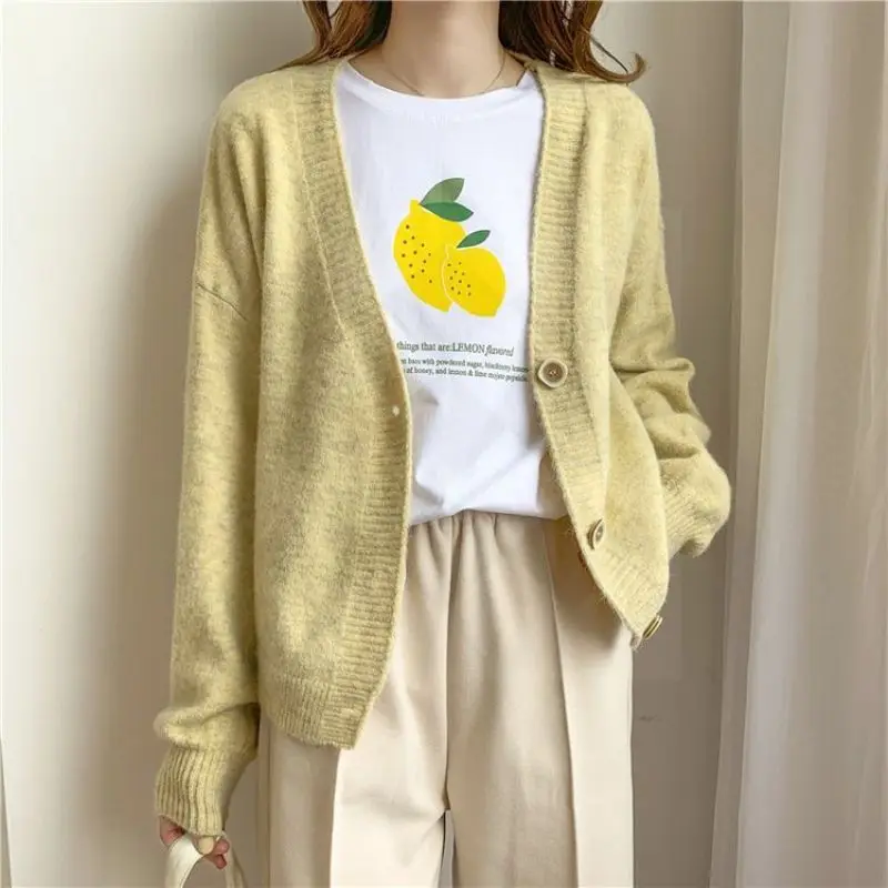 2024 Autumn Winter Women Sweater Cardigans V neck Knit Cardigans Girls Outwear Korean Chic Tops Suete Mujer Poncho