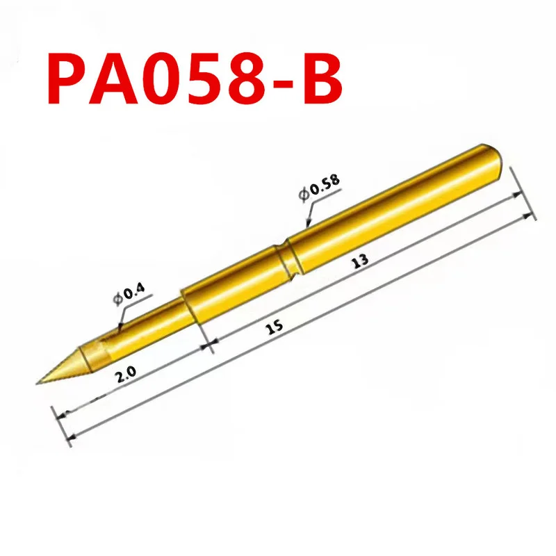 

100PCS Gold-plated Spring Test Pin PA058-B Pointed Outer Diameter 0.58mm Total Length 15mm PCB Test Pin