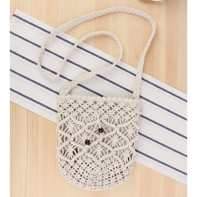 20x23CM       Handmade Cotton Thread Retro Ethnic Style Woven Bag Mori Girl Messenger Bags Beach Vacation Straw Bag a7234