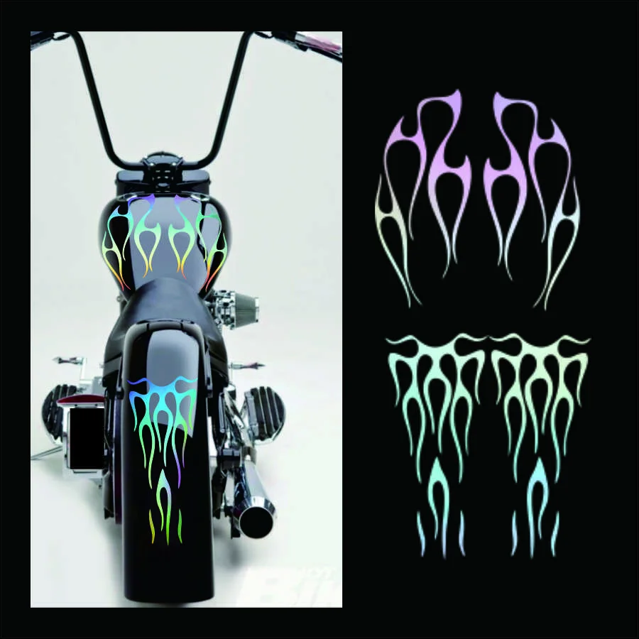 Motorcycle Laser color Flame style Gas Tank Decals Stickers For Honda Universal