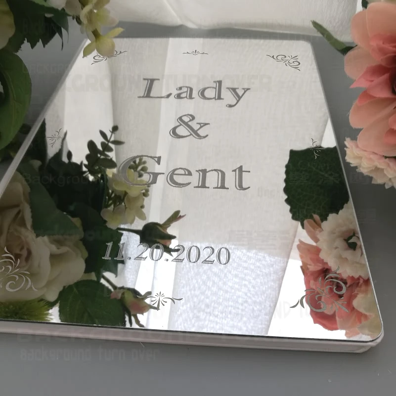 Wedding Guest Book Personalized Custom Mirror Engrave Carve Signature Decor Guestbook Names Date Customized Album Blank  G020