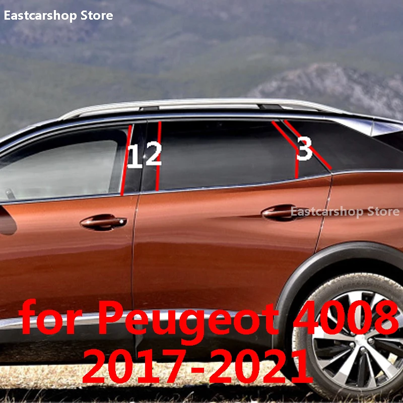 

For Peugeot 4008 Car Middle Column PC Window Trims Decoration B C Pillar Strip Sticker Accessories 2021 2020 2019 2018 2017