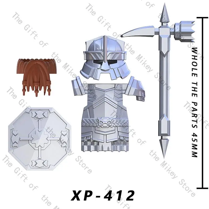 Single Sell Medieval Time Knight Dwarf Soldier Elves Figures Building Blocks Accessories Armor Shield Weapon Toys For Kid KT1054