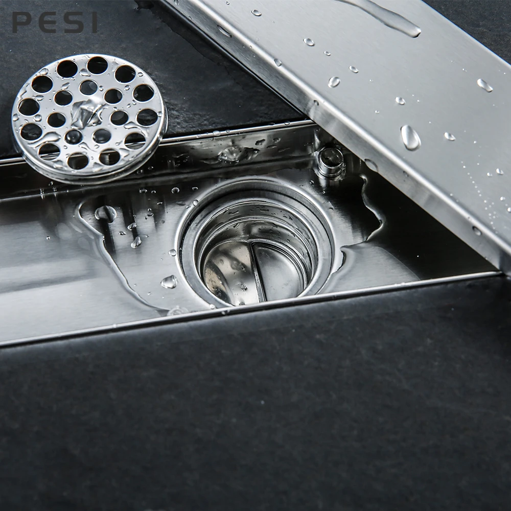 Imagem -04 - Dreno de Chuveiro de 30 40 50cm Dreno de Drenagem de Piso 304 Ralo Longo Drenagem Linear para Hotel Banheiro Cozinha Frool Aço Inoxidável