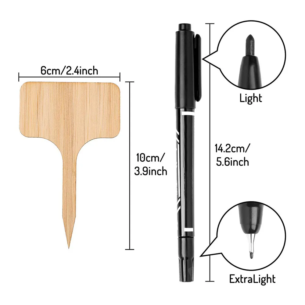 T型竹植物ラベル、環境にやさしい木製の署名タグ、ガーデンマーカー、盆栽種子、鉢植えのハーブ、花ツール、10個、20個