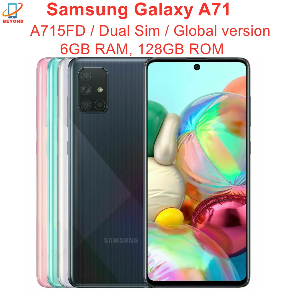 Samsung-Smartphone Galaxy A71, A715ineau, tlphone mobile, SIM, cran 6.7 pouces, 6 Go de RAM, 128 Go de ROM, Snapdragon, Octa Core, 4 camras, NDavid, persvrance 4G, version internationale