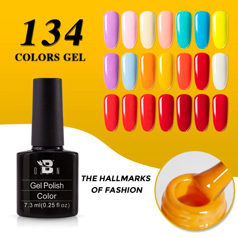 BOZLIN 7.3ML Color Gel Nail Polish Soak Off UV Gel 134 Colors Gel Polish Semi Permanent Varnishes Nails Art Tools Base Top Coat