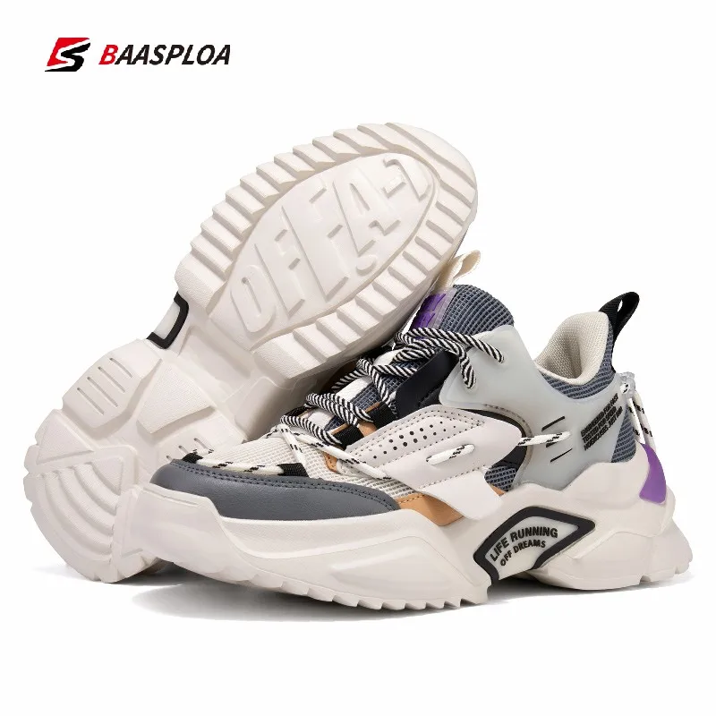 Women Thick Bottom Running Shoes Fashion Leather Comfortable Sneakers Female Travel Walking Shoes Baasploa 2021 New Arrival