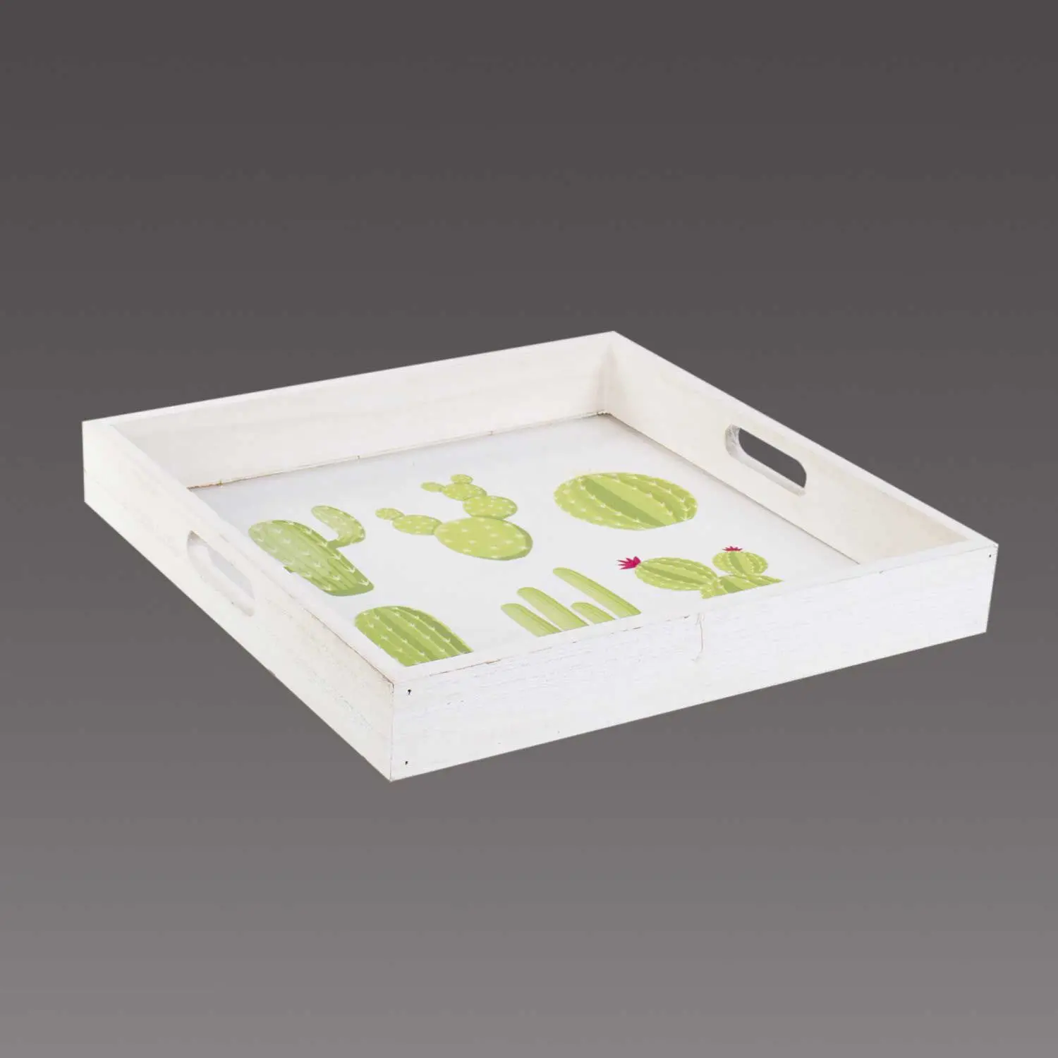 

DOLBOVI Euro Flora Cactus Pattern Wooden tray Square 35x35x5 Cm tray поднос plateau de service