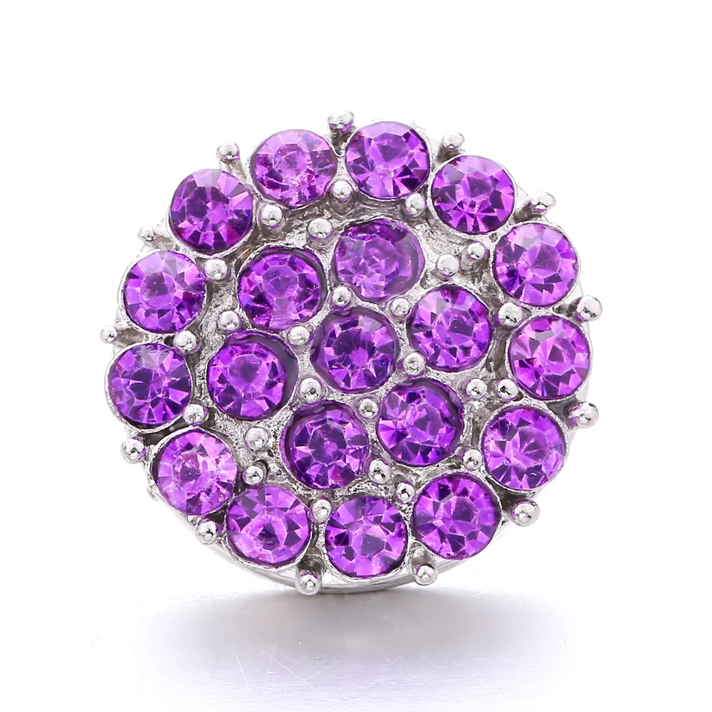 5pcs/lot Rhinestone Snap Button Purple Flower Snap Button Charm for Metal Snap Button Charm Fit 18mm Snap Jewelry For Women