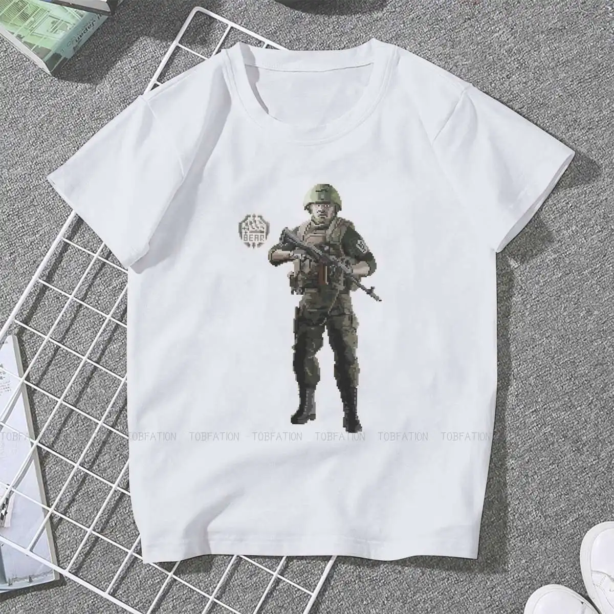 BEAR PMC Pixel Women Tshirts Escape From Tarkov Game Grunge Vintage Female Clothing Loose Cotton Graphic Streetwear