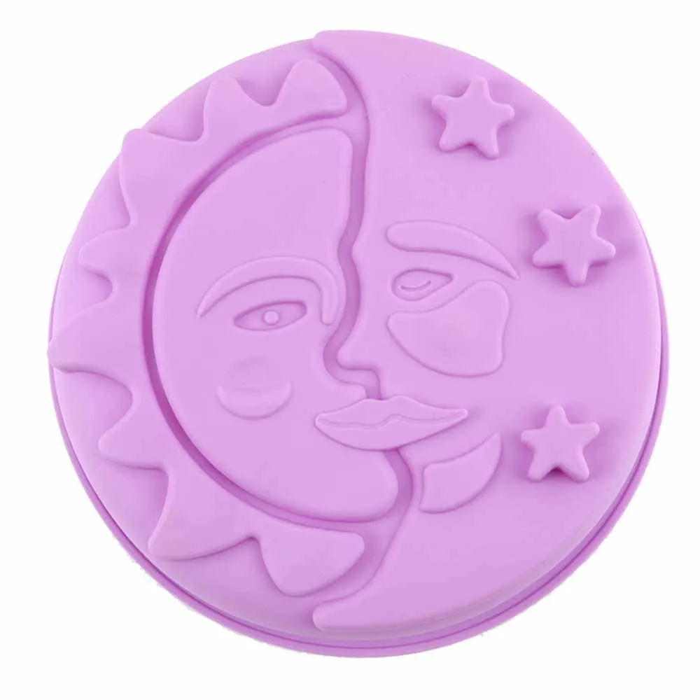 

DIY Large Round Sun Moon Star Cake Slicone Mold Handmade Chocolate Cookie Baking Tool Mousse Dessert Cake Mould Bakeware Tool