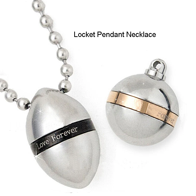 316L Stainless Steel 'Love forever' Letter Ball Oval Pendants Necklaces Cremation  funeral Ashes Urns Memorial Openable jewelry