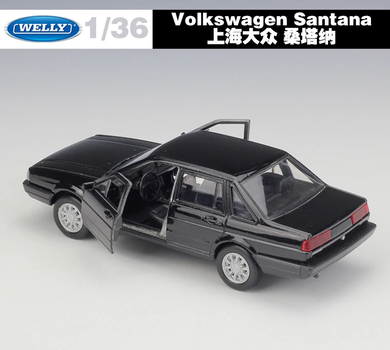 WELLY Diecast 1:36 Car Simulator Classic Pull Back Car Volkswagen SANTANA Model Car Metal Alloy Toy Car For Kids Gift Collection