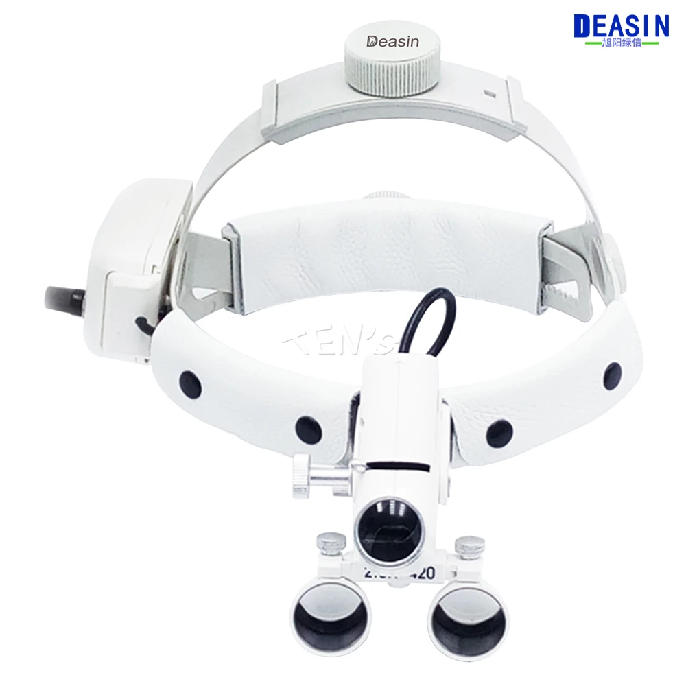 New 2.5 x Dental Loupes with Head Light Lamp Head wear surgical loupes with high intensity Headlight AC/DC With Loupes