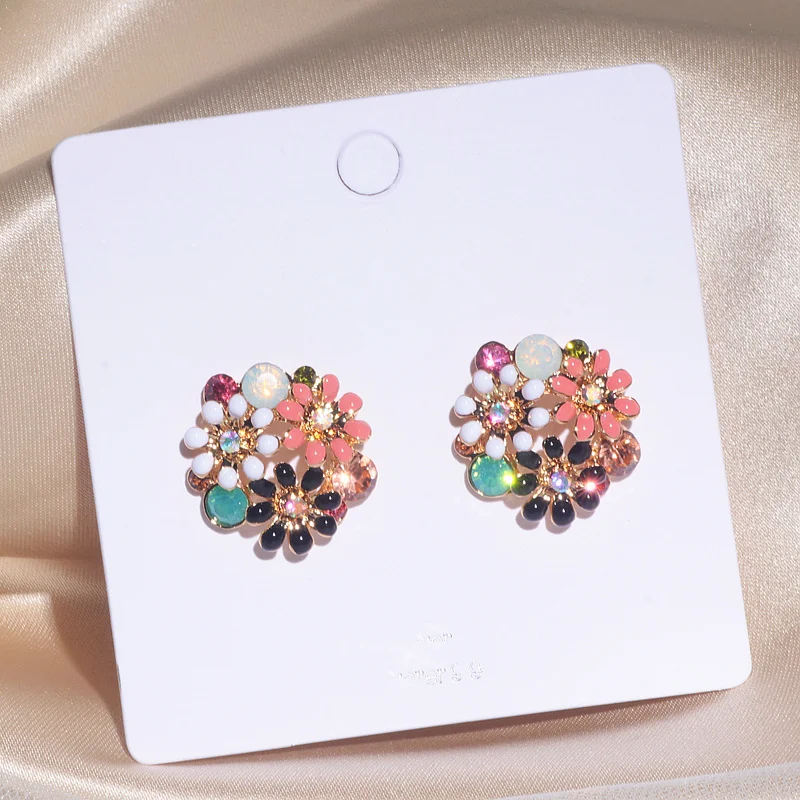 2024 New Trendy Cute Sweet Crystal Flowers Stud Earrings for Women Charm Elegant Big Earring Wedding Party Jewelry Accessories