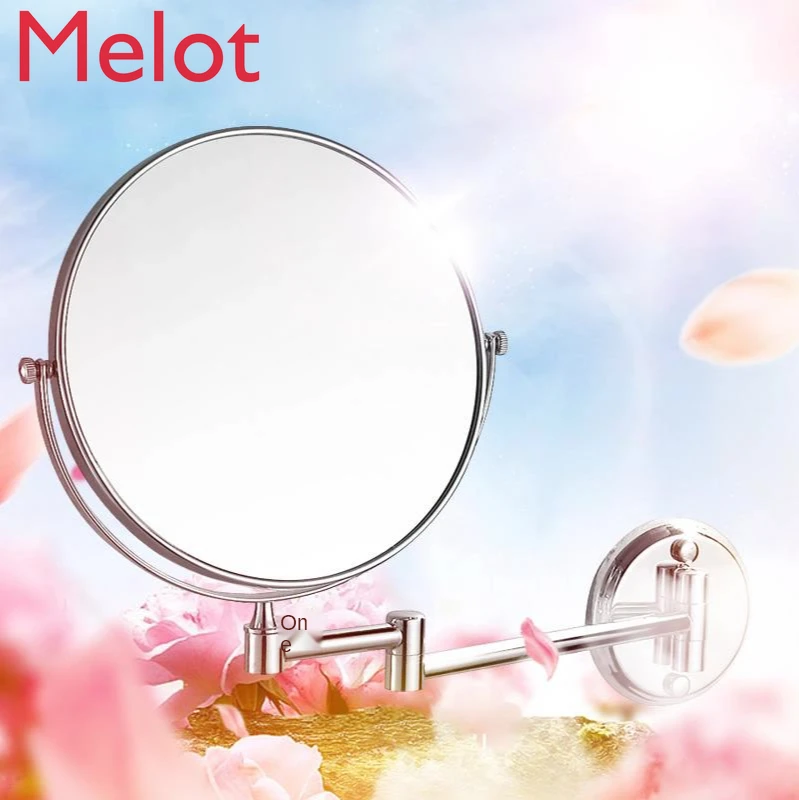 Punch-Free Cosmetic Mirror Bathroom Wall-Mounted Cosmetic Mirror Retractable Folding Bathroom Enlarged Mirror