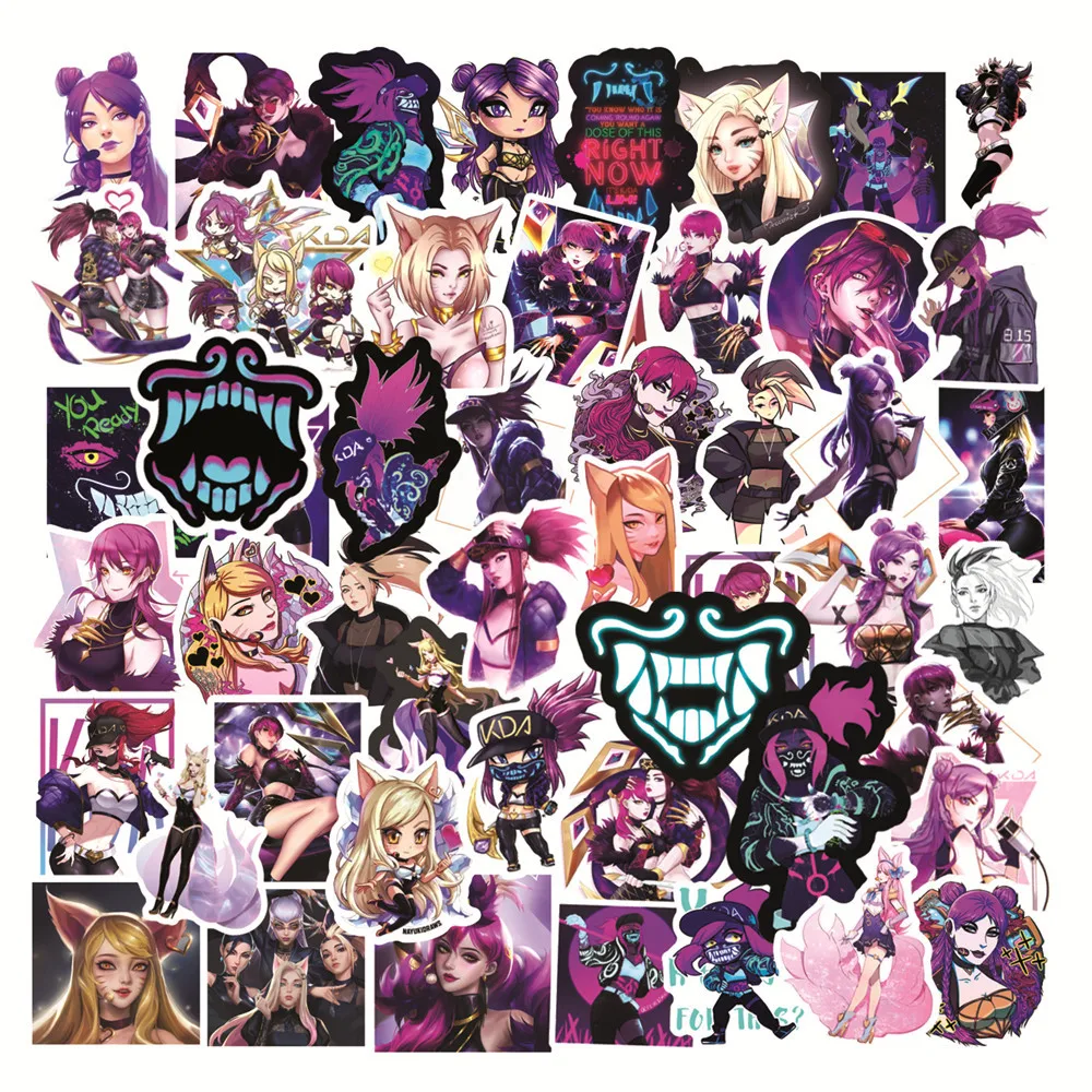 10/30/50PCS Game LOL KDA Anime Stickers for Laptop Water Bottle Skateboard Scrapbooking  Waterproof Kids Decal Sticker Packs