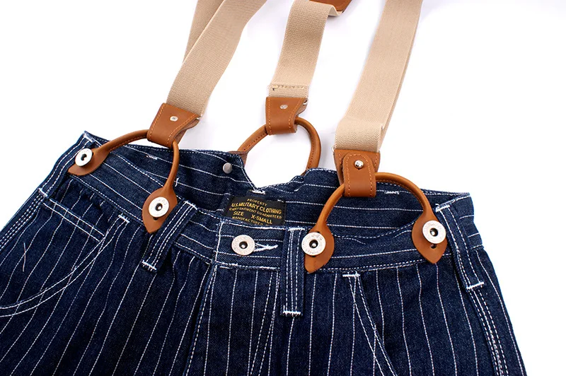 Gestreifte Jeans mit weitem Bein für Männer lose Eisenbahn overalls für Herren, Damen, Hängebange, Outdoor-Camping jagdhose, die neue Longs fischt – Detail 12