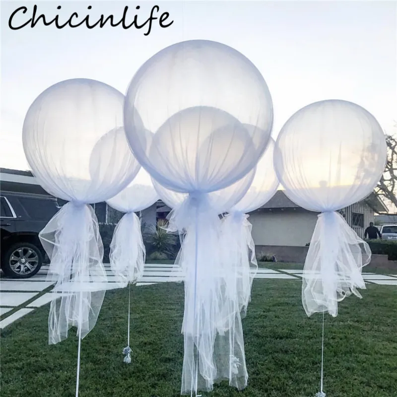 Chicinlife 1Set Gauze BOBO Transparent Balloon Happy Birthday Party Baby Shower Wedding Engagement Balloon Accessories Supplies