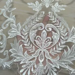 New arrival bridal wedding gown dress lace fabric sequins lace fabric sell by yard and 130cm wide