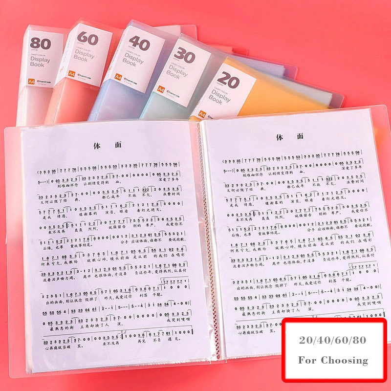 MQQ A4 PP Project Folder Presentation Book  Display Book 30 Transparent Pockets Fancy Candy Color(2PCS)