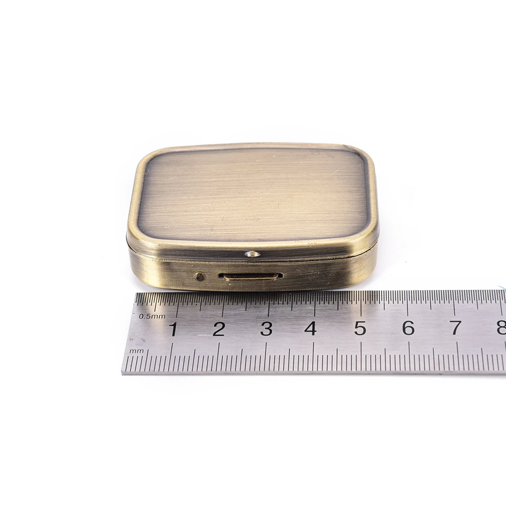 1pc Metal Rectangle 2 Grid Moistureproof Medicine Holder Pill Storage Box Bronze 56*44*15mm