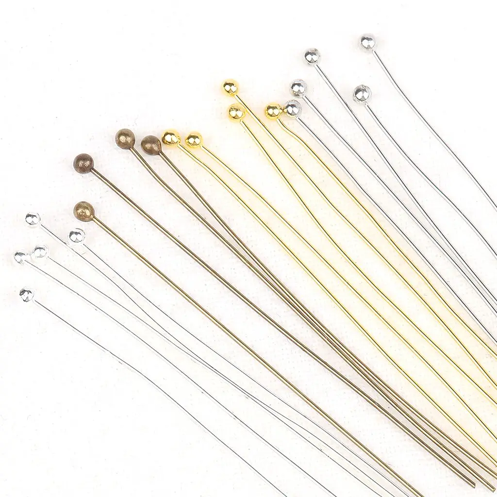 200pcs/lot 20 30 40 50mm Copper Ball Head Pins Head Pins For Jewelry Findings Making DIY Needles Supplies Accessories