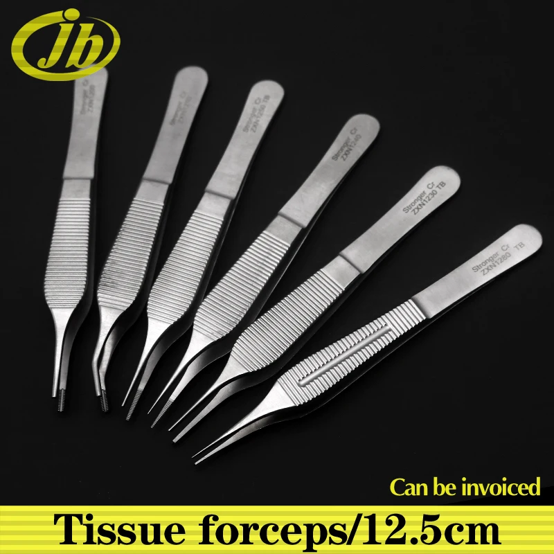 Cartilage tweezers tissue forceps 12.5cm stainless steel surgical operating instrument forceps